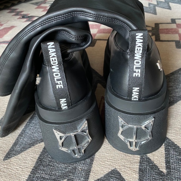 Nakedwolfe naughty vegan tall boots womens 10 - Picture 5 of 10